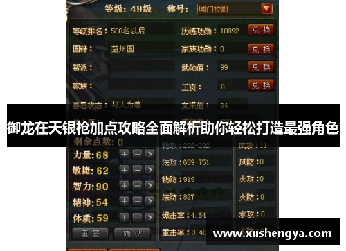 御龙在天银枪加点攻略全面解析助你轻松打造最强角色